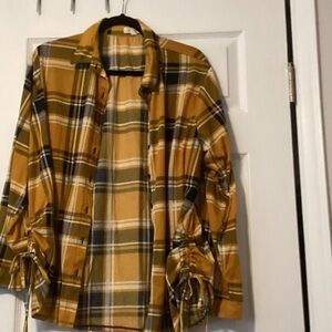 Yellow Plaid Button-Up Shirt